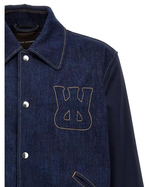 Wales Bonner Blue Denim Bomber Jacket for men