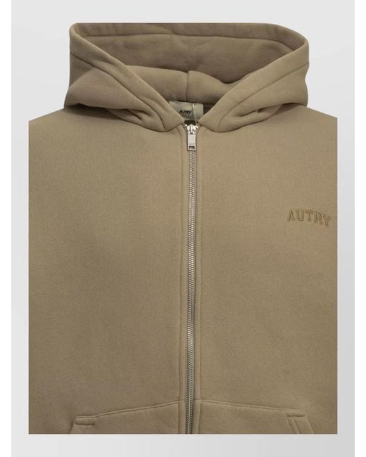 Autry Green Cotton Zip Up Hooded Jacket for men