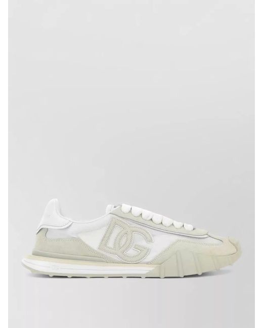 Dolce & Gabbana White Dg Athletic Canvas Suede Low Top Sneakers for men