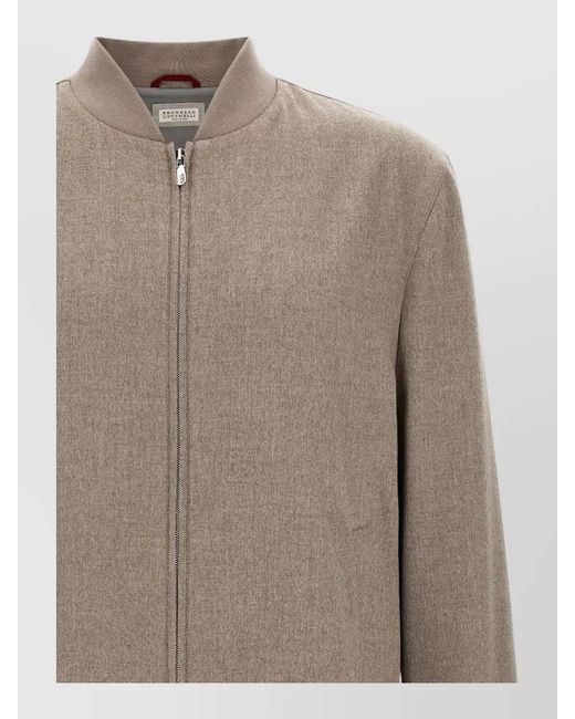Brunello Cucinelli Brown Cashmere Bomber Jacket for men