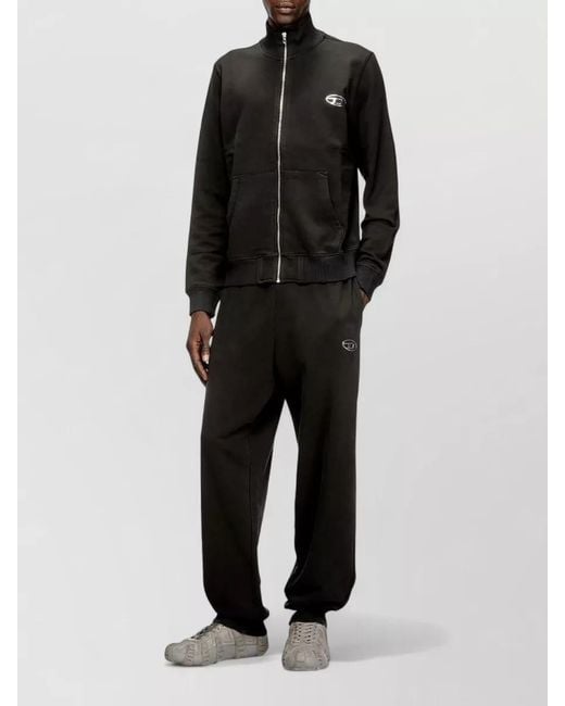 DIESEL Black Cotton High-Neck Zip Sweatshirt for men