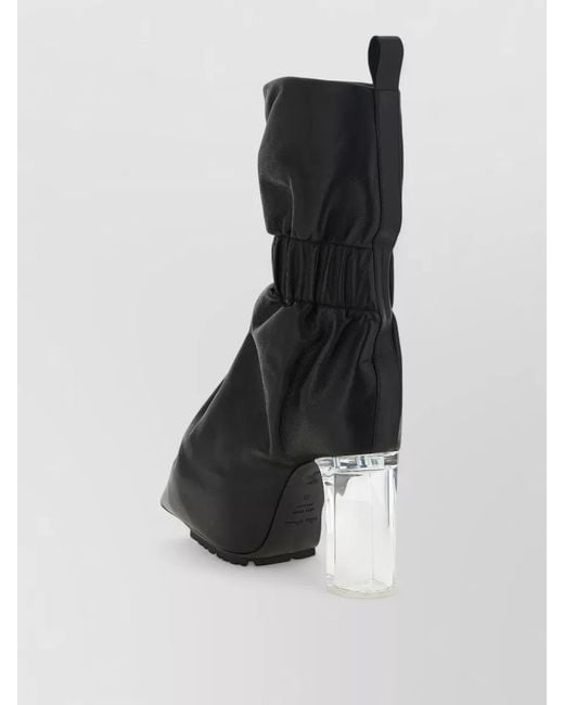 Rick Owens Black Pointed Toe Ankle Boots Clear Heel