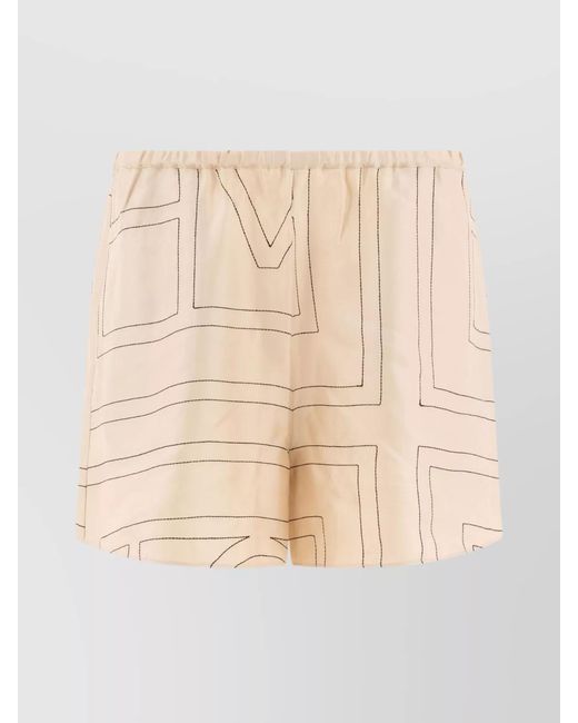 Totême Natural Silk Monogram-Print Pajama Shorts