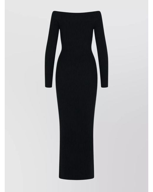 Max Mara Black Cashmere Wool Maxi Dress