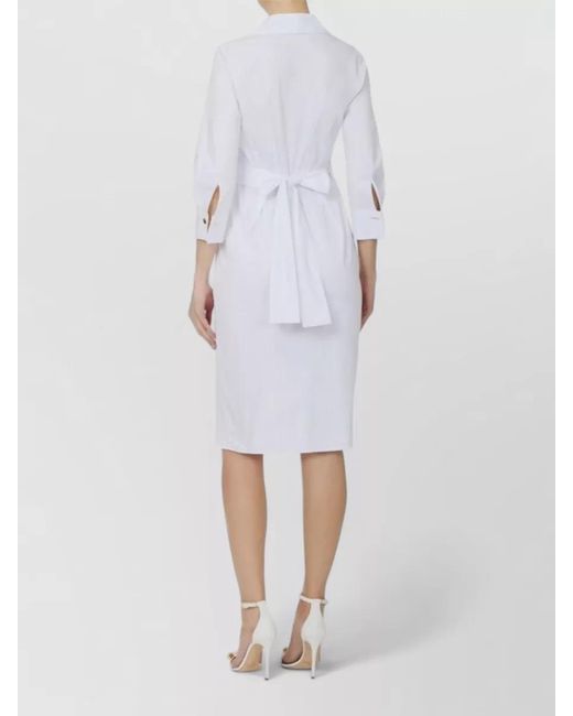 Elisabetta Franchi White Silk Wrap Dress Belt Waist V Neck