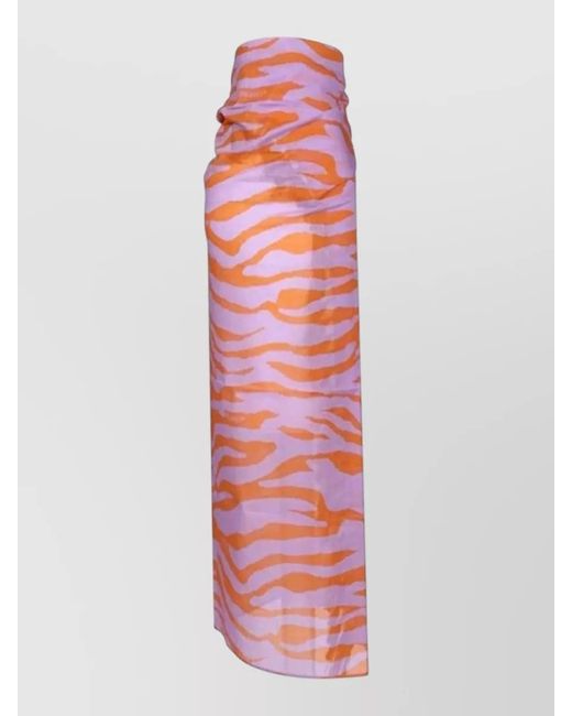 The Attico Red Animal Print Pareo Skirt High Waist Maxi