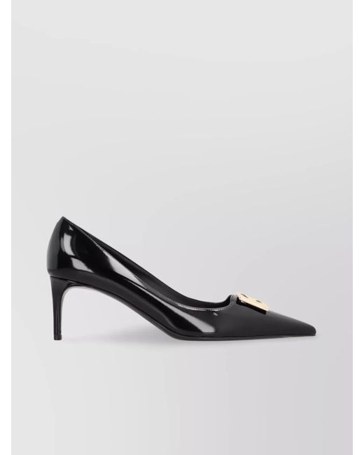 Dolce & Gabbana Black Pointed Toe Leather Pumps With Stiletto Heel
