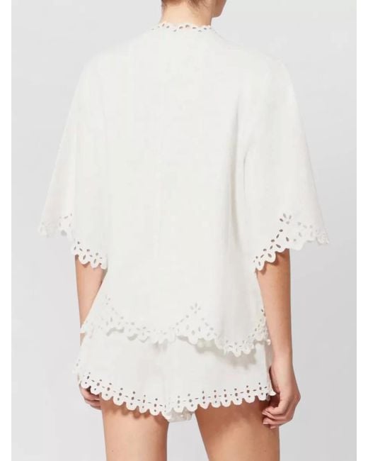Isabel Marant White Eyelet Loungewear Top Relaxed Fit Neckline