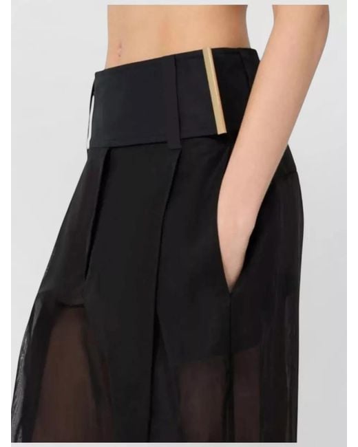 Sportmax Black High Waist Wide Leg Pants Metallic Detail
