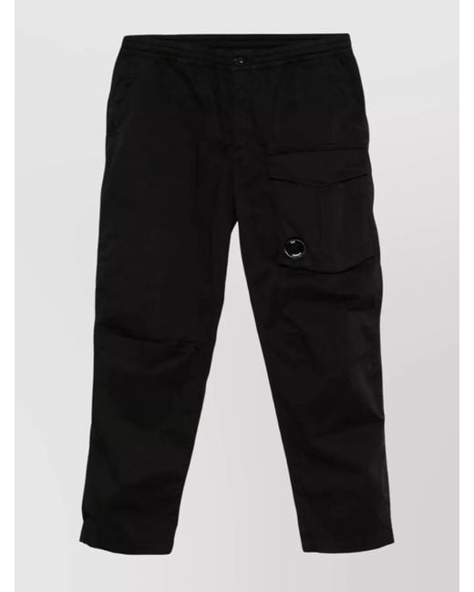 C P Company Black Stretch Sateen Regular Cargo Pant for men
