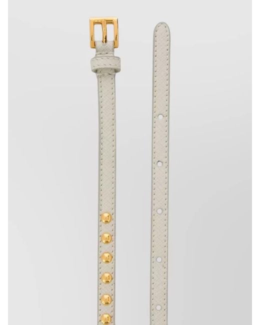 Prada Multicolor Stud Detail Leather Slim Belt