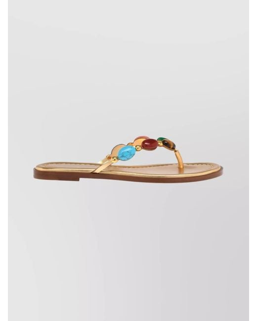 Gianvito Rossi Multicolor Leather Beaded Thong Sandals