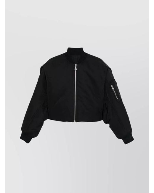 Jean Paul Gaultier Black Cropped Bomber With Hidden Hood Detail