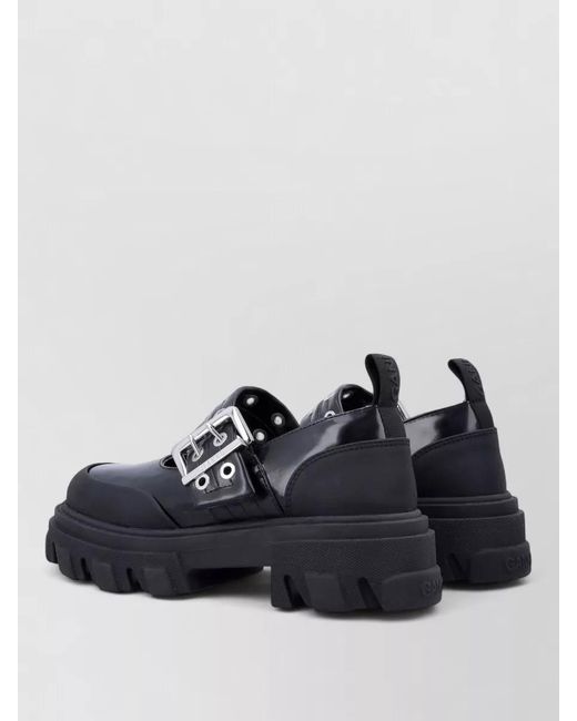 Ganni Black Cleated Sole Ballerina Style Loafer