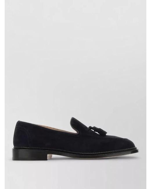 Tricker's Black Elton Suede Loafers Tassel Round Toe for men