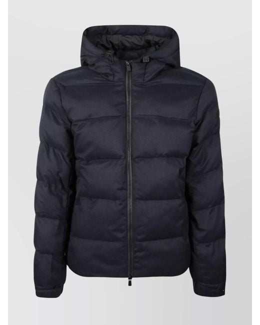 Mc2 Saint Barth Men's Blue Hooded Padded Quilted Jacket For Comfort