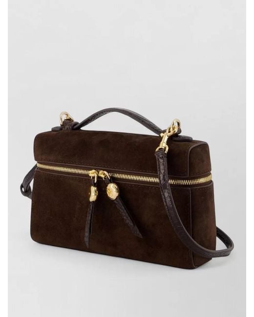 Tory Burch Brown Romy Slim Leather Top Handle Mini Bag