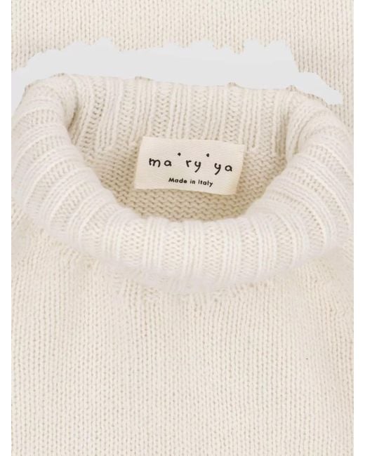 Ma'ry'ya White Turtleneck Knit Sweater Long Sleeve Design
