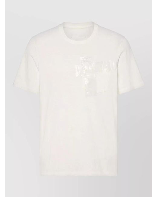 Maison Margiela White Short Sleeve Crew Neck Shirt Chest Pocket for men
