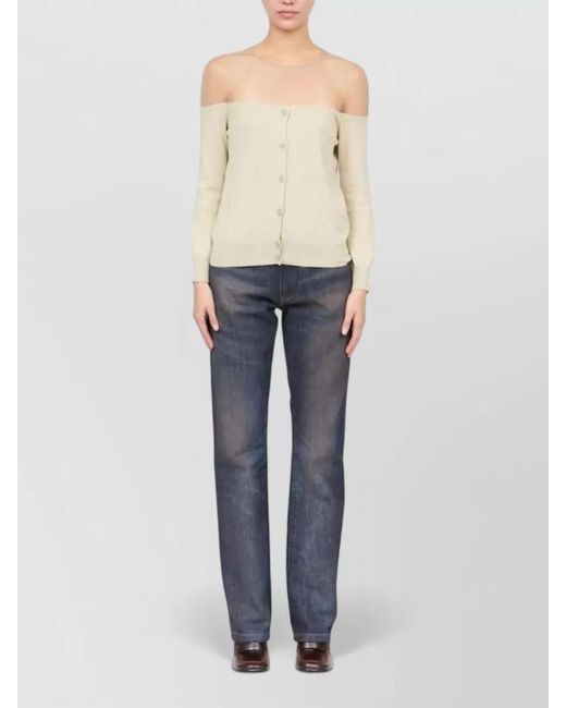 MM6 by Maison Margiela Natural Off Shoulder Cardigan