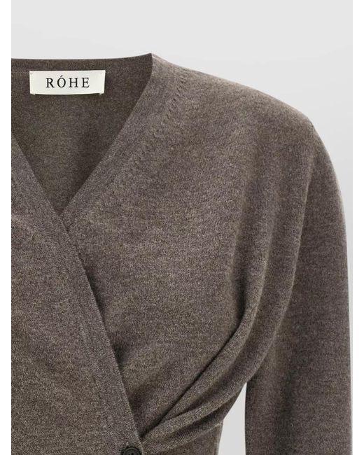 Rohe Gray Twisted Ballet Cardigan V Neck Buttons