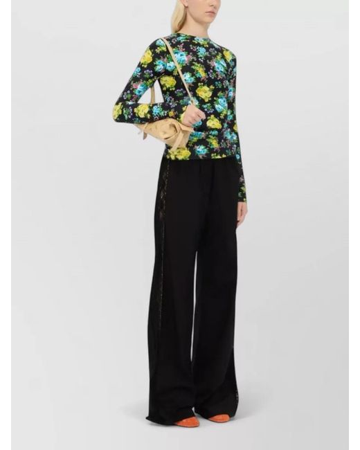 MSGM Black Cotton Wide-Leg Trousers
