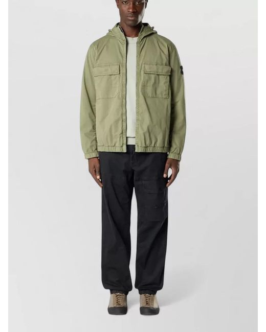 Stone Island Green Cotton Hooded Jacket for men