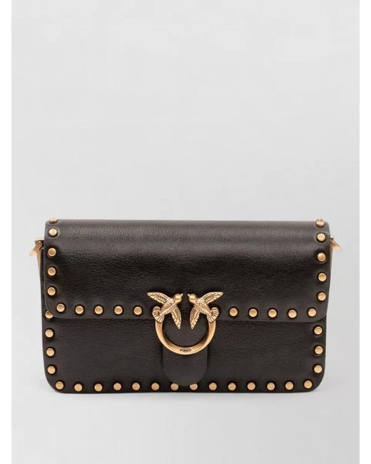 Pinko Gray Shoulder Bag Studded Design Hardware Chain
