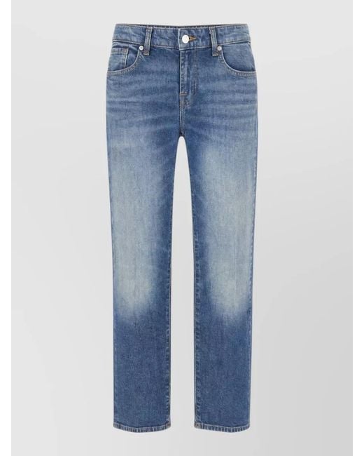 7 For All Mankind Blue Jeans Faded Effect Contrast Stitching Belt Loops