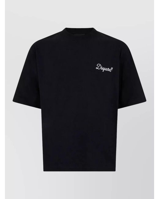 DSquared² Black Loose-Fit Cotton Logo-Embroidered T-Shirt for men