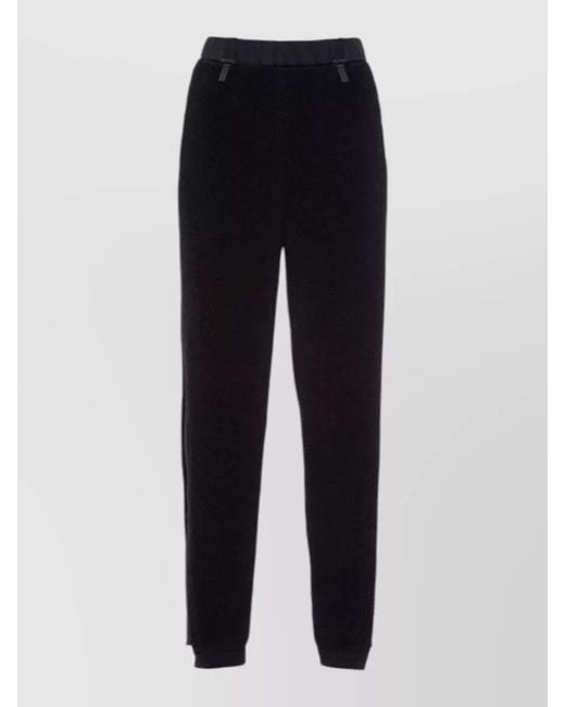 Prada Blue Trousers Ribbed Cuffs And Side Stripes