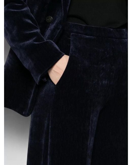 Forte_forte Blue High Waist Velvet Wide Leg Trousers