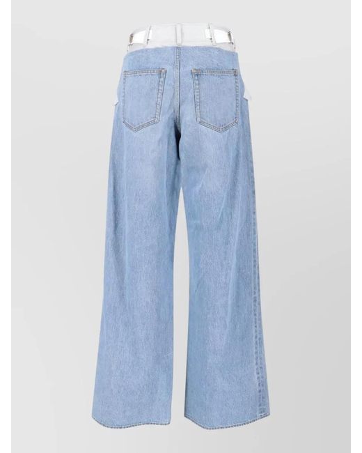 Sacai Blue Wide Leg Trousers Contrast Waistband