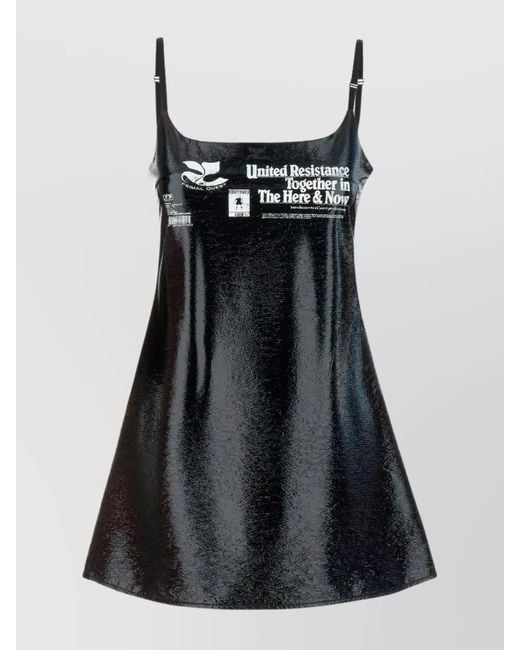 Courreges Black Stretch Vinyl Mini Dress