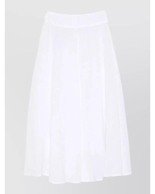 120% Lino White High Waisted Linen Skirt Breathable Design