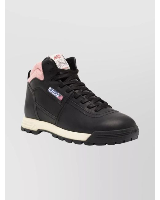 Autry Black Leather Mid-Top Sneakers for men