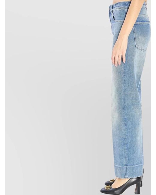 Valentino Garavani Blue Cotton High-Rise Straight-Leg Jeans