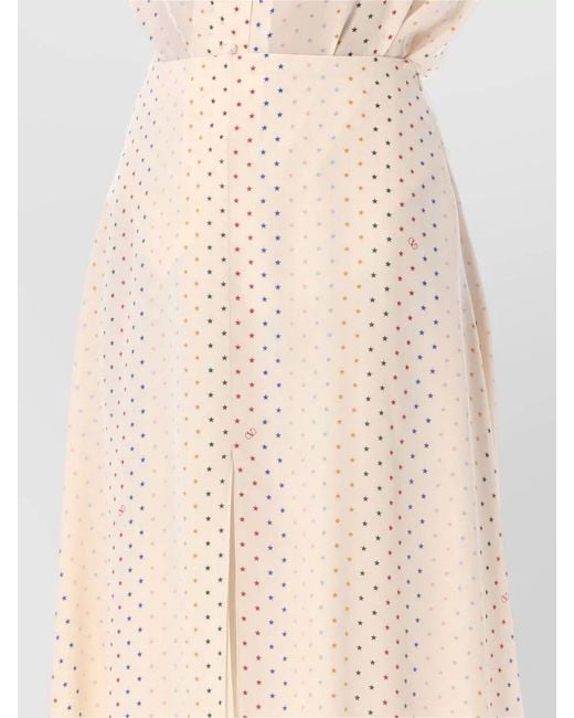 Valentino Garavani Natural Silk Midi Skirt High Waist Star Print