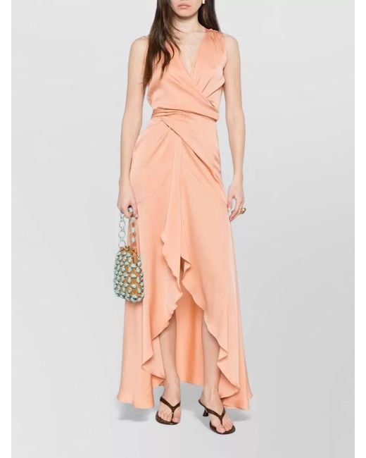 Silk95five Multicolor Shangri Long Dress Asymmetrical Wrap V Neck