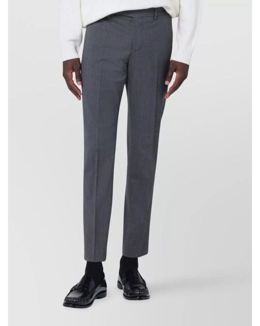 PT Torino Blue Virgin Wool Straight-Leg Tailored Trousers for men