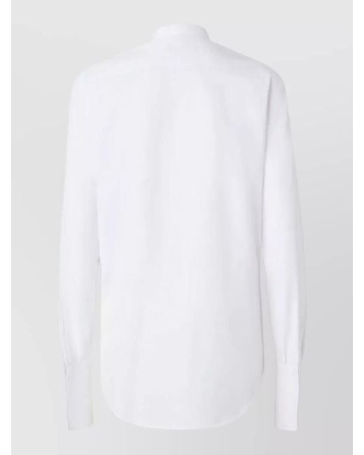 Fendi White Cotton Shirt Stand Collar Long Sleeves