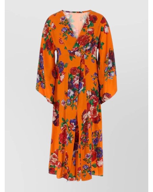 Moschino Orange Printed Midi Dress