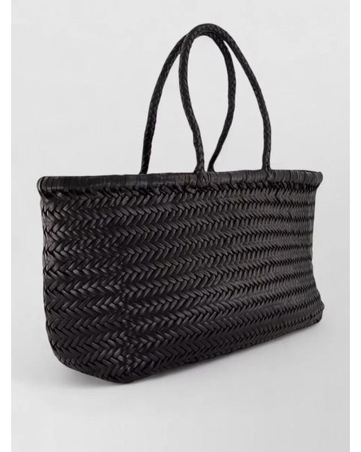 Dragon Diffusion Black Beach Bag Shopper Braided Handles Woven Design
