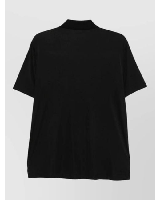 Emporio Armani Black Straight Cut Polo Shirt Short Sleeves Collar for men