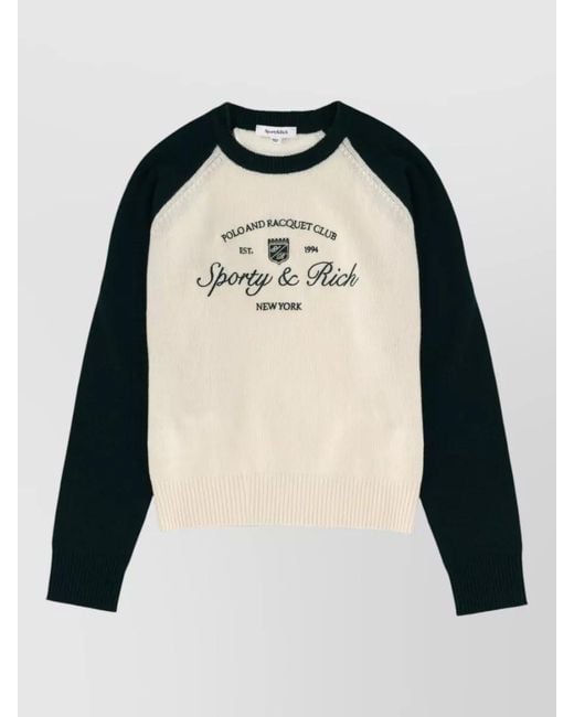 Sporty & Rich Black Cashmere Wool Logo Sweatshirt