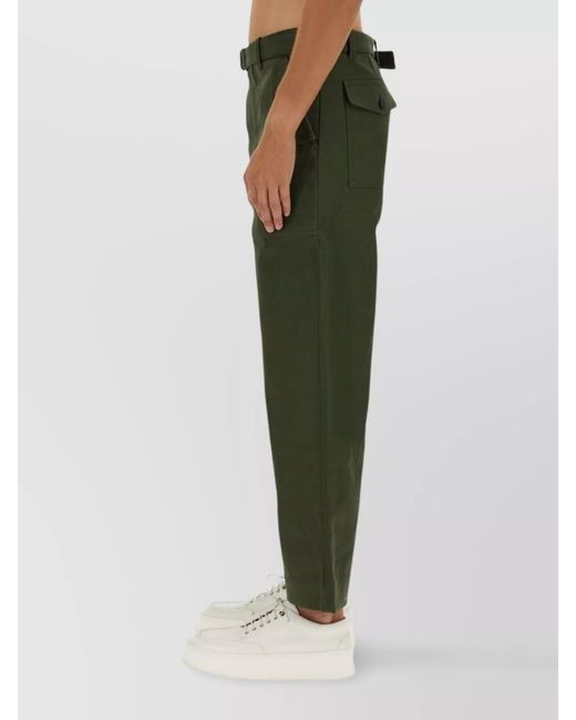 Maison Kitsuné Green Cotton Twill Wide-Leg Trousers for men