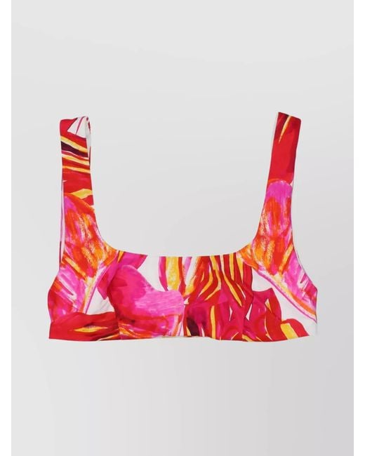Louisa Ballou Red Scoop Bikini Top