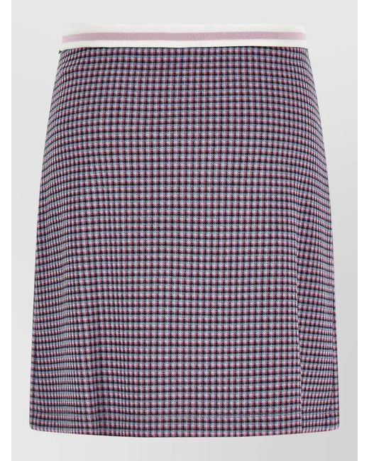 Marni Purple Houndstooth Pleated Skirt