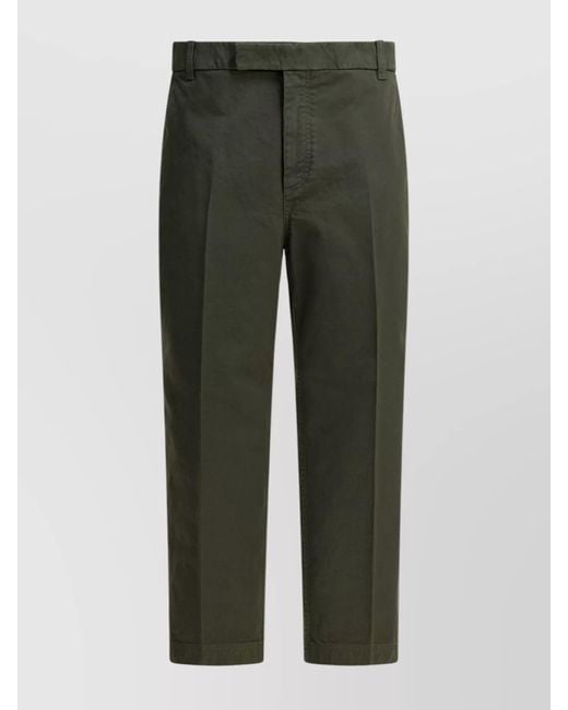 Thom Browne Green Cotton Mid-Rise Tapered Trousers for men