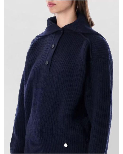 Stella McCartney Blue Recycled Cashmere Rib High Neck Sweater